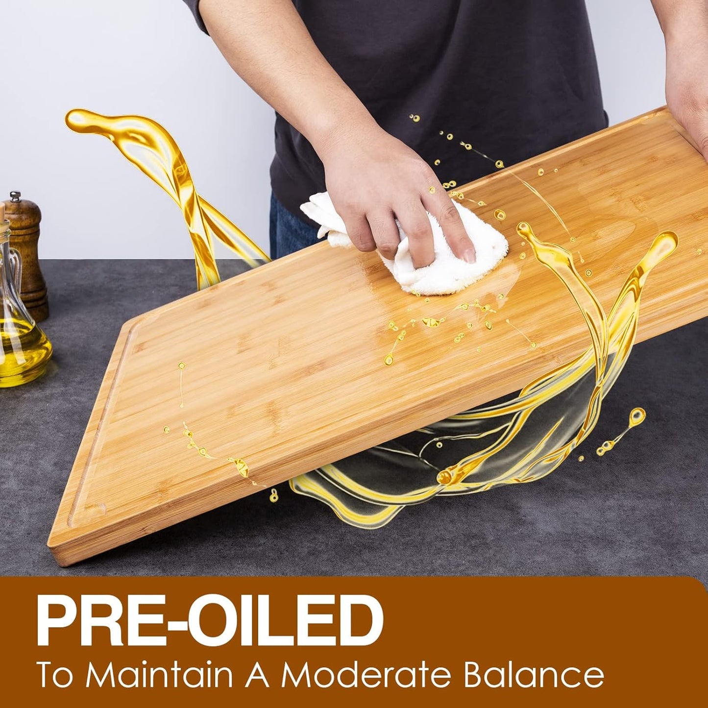 3XLarge Cutting Board, 24" Bamboo Cutting Boards for Kitchen with Juice Groove and Handles Kitchen Chopping Board for Meat Cheese board Heavy Duty Serving Tray, 3XL, Empune