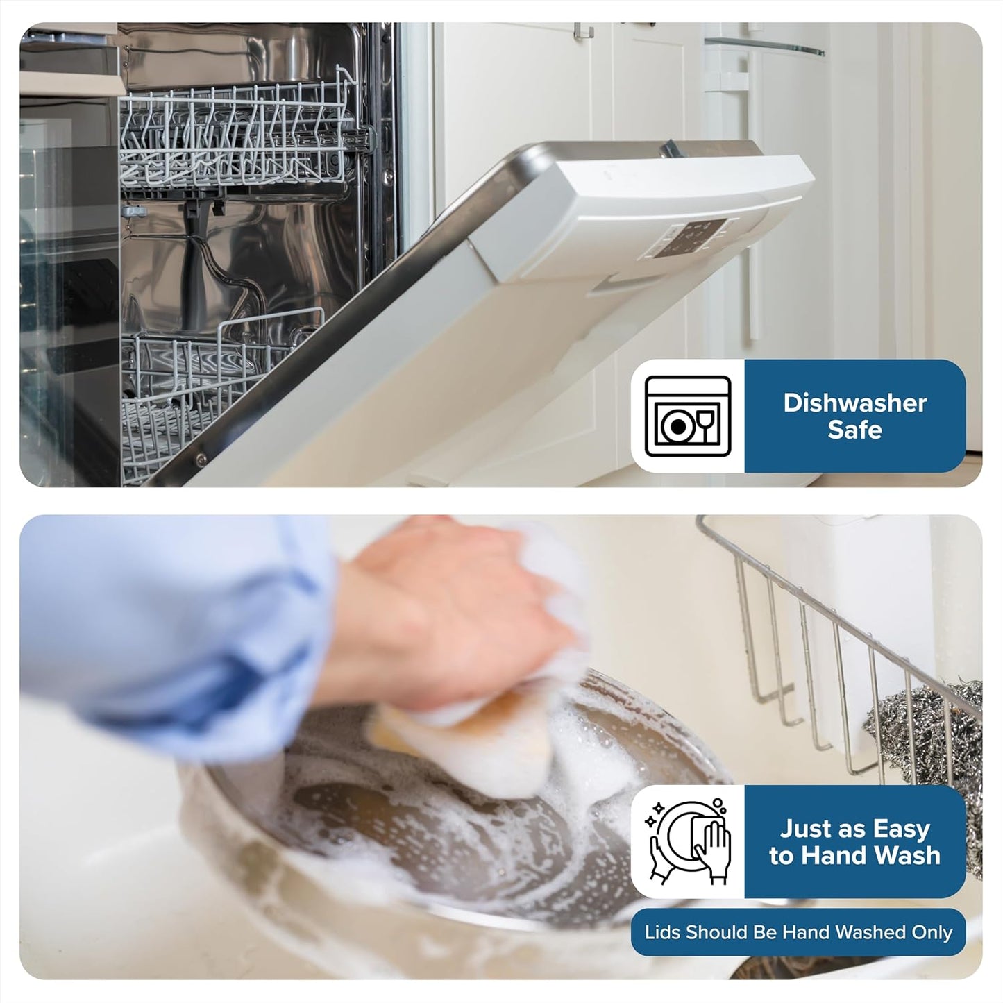 Viking Mixing Bowls Set, 10 Piece Stainless Steel Kitchen Cookware, Non-Slip Silicone Base, Includes Tight Fit Lids, Dishwasher Safe, Grey