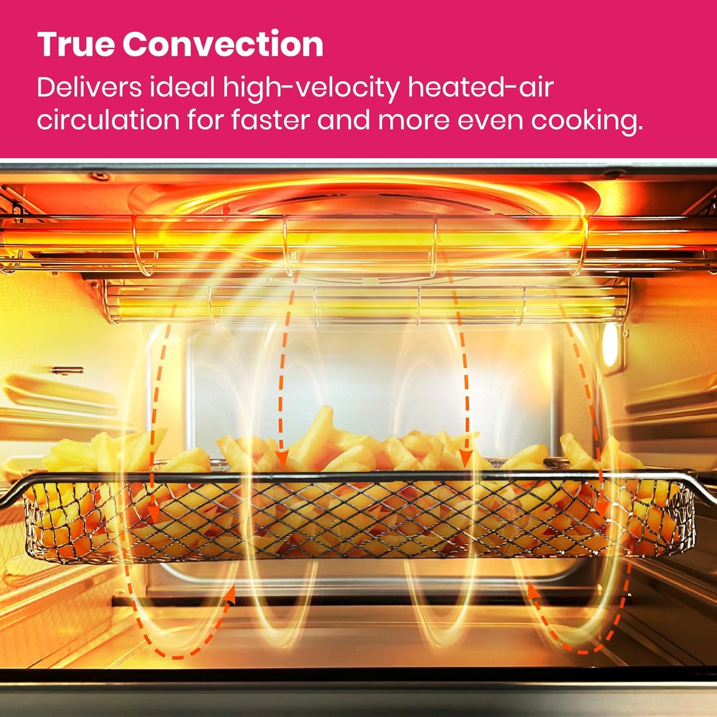 VAL CUCINA Limited Edition Happy Pink Infrared Heating Air Fryer Toaster Oven, Extra Large Countertop Convection Oven 10-in-1 Combo, 6-Slice Toast, Enamel Baking Pan Easy Clean with Recipe Book
