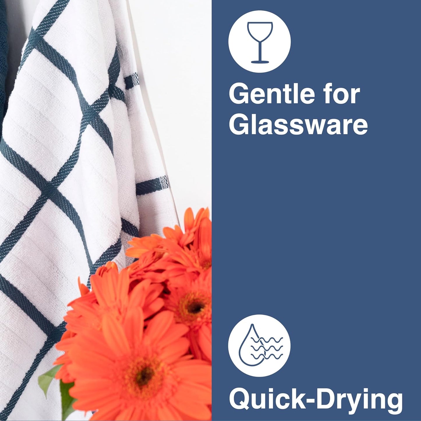 All-Clad Checked Kitchen Towel: Highly Absorbent, Super Soft Long Lasting - 100% Cotton, 17"x30" Tea Towel for Cleaning & Drying Dishes, Pans, Glassware, or Countertops, (1-Pack), Indigo