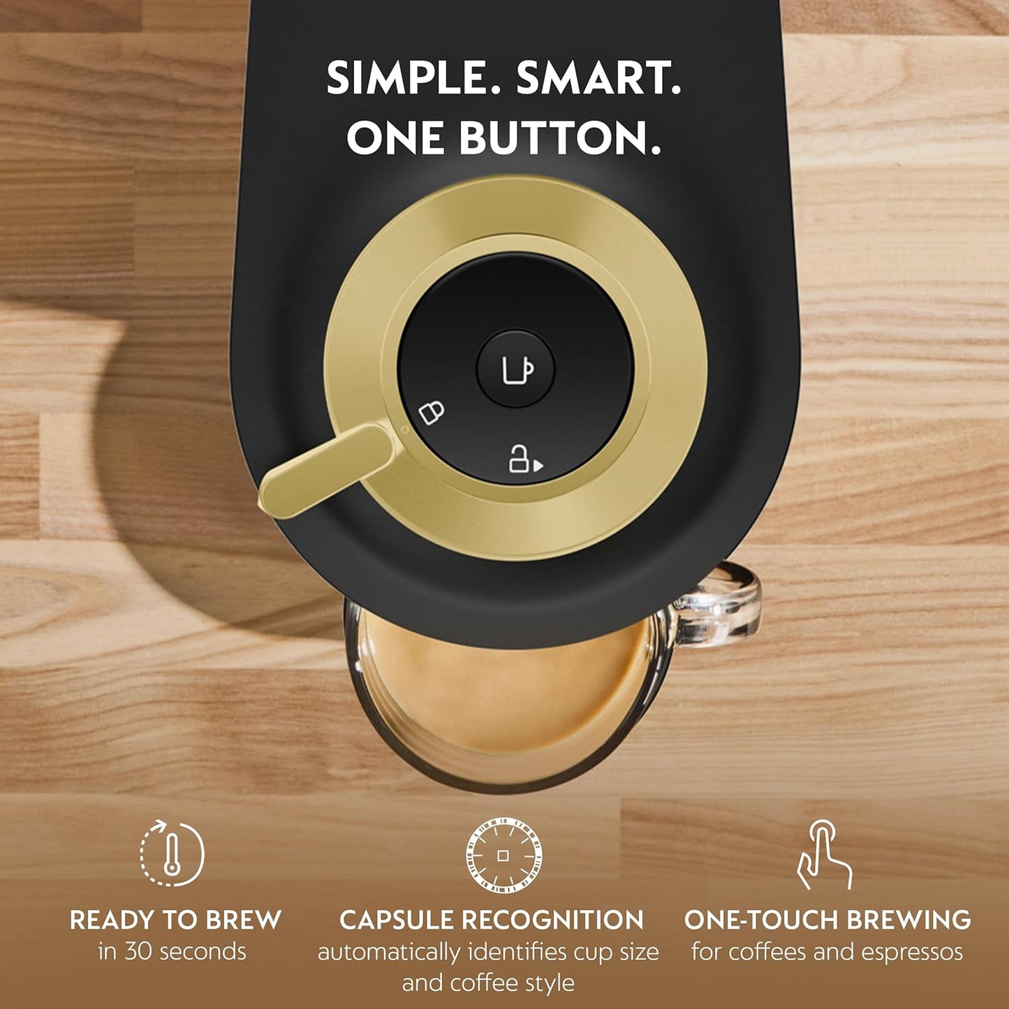 Nespresso Festive Vertuo Pop+ Deluxe Coffee and Espresso Maker by Breville with Milk Frother, Matte Black Gold