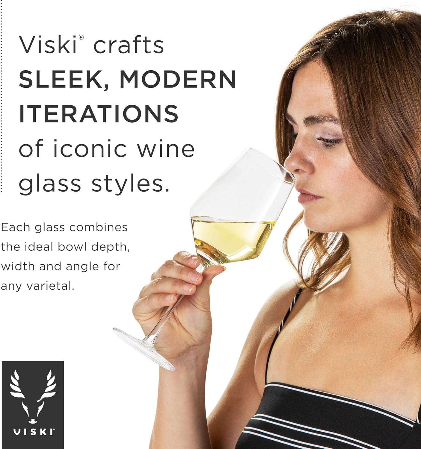 Viski Raye Angled Bordeaux Wine Glasses, Elegant and Modern Drinking Glasses for Red Wine, Crystal Stemmed Glassware, Home Bar, Dinner Party, Wedding Gifts, Hosting Essentials, 16 oz, Set of 2