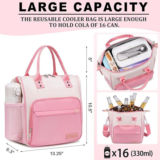 Aesthetic Lunch Box for Women Preppy Insulated Lunch Bag for Young Ladies College Lunch Tote Bag School Supplies Accessories