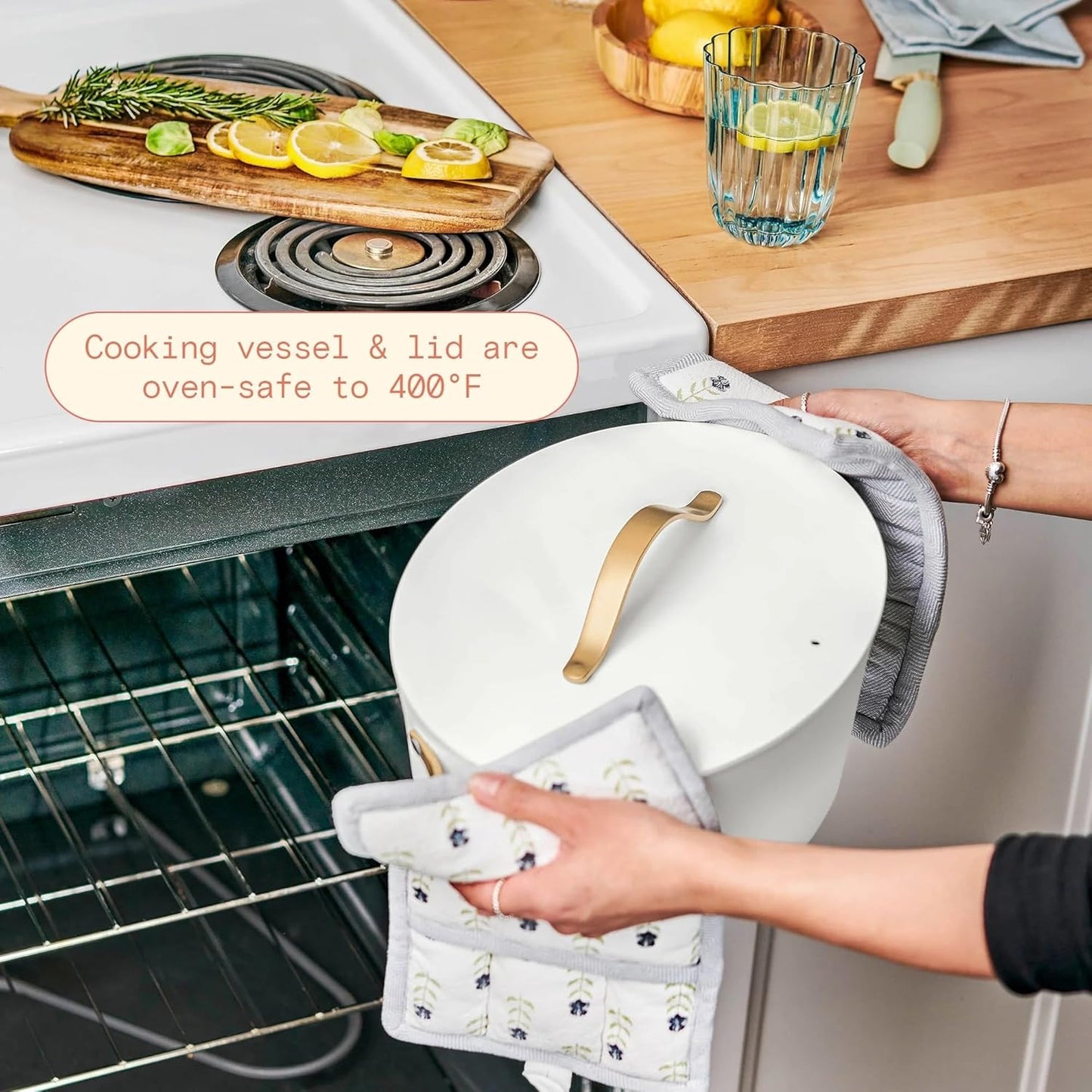 Beautiful 10-in-1 Electric Multi-Cooker by Drew Barrymore, 6-quart, digital display, 10 cooking functions, non-stick pot, easy one-touch control (White Icing)