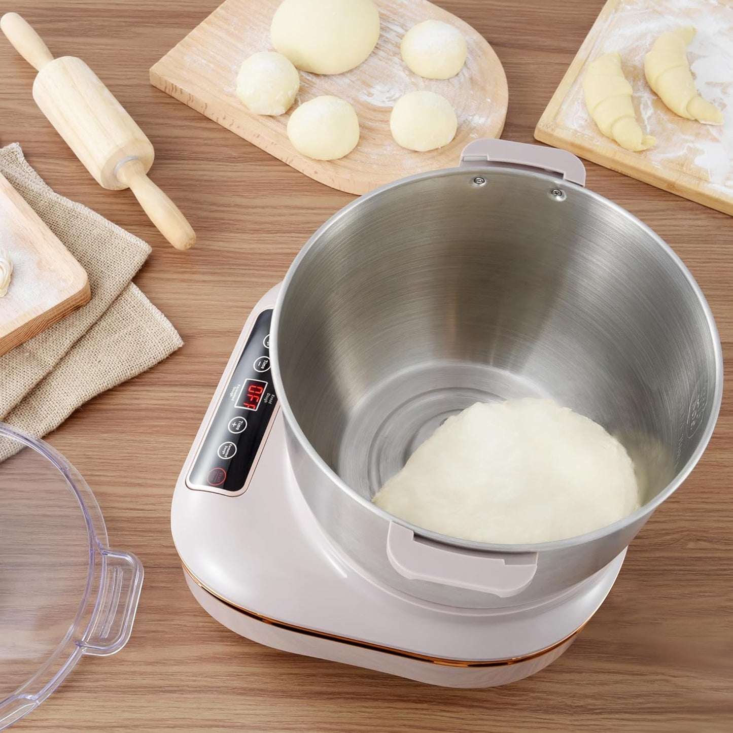 Electric Dough Maker with Ferment Function, 7L(6.6QT) Dough Mixer Machine with Stainless Steel Bowl, Kitchen Stand Mixers, Flour Kneading Machine for Pizza Bread-NEW