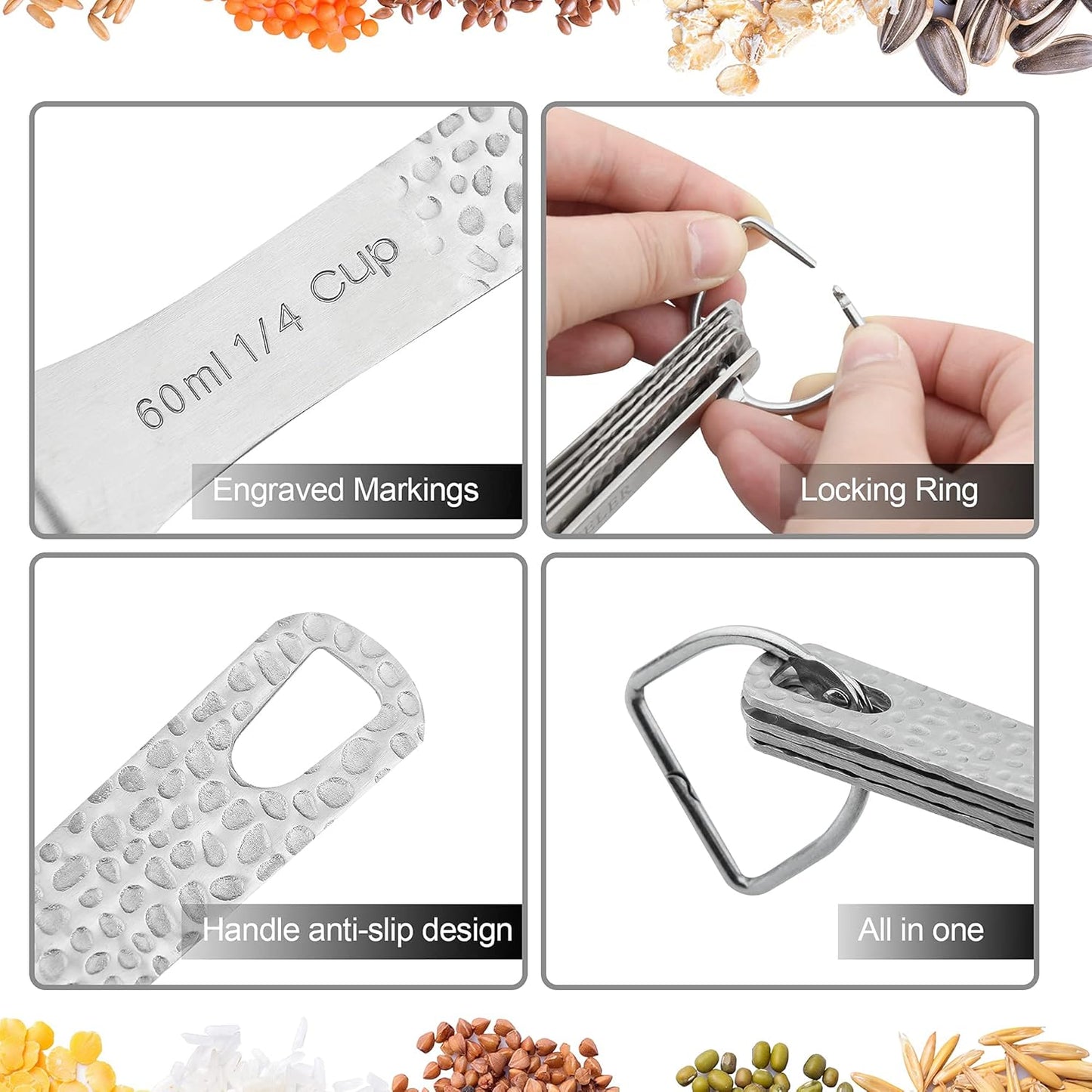 Stainless Steel Measuring Cups and Spoons Set - 5 Cups and 6 Spoons