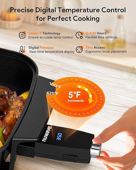 Nuwave Medley XL Digital Electric Skillet, Family Size Griddle w/Glass Lid, 2025 New & Improved Precision Heating, 100°-425°F, PFAS Free G11 Nonstick Ceramic Coating, Portable Hot Plate, 7qt Capacity