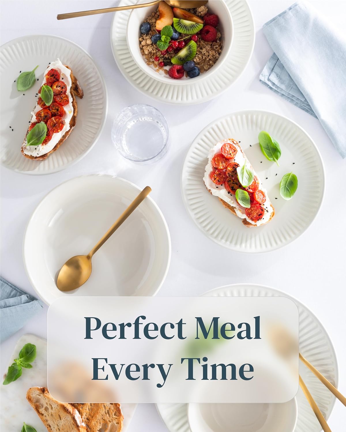 Stoneware Dinnerware Set for 4 People HYGGE 16-Piece - Elegant Scandi Design - Premium Dish Set - Bowl and Plate Set - Tableware for 4 People in a Ribbed Design - Pure Living in Beige