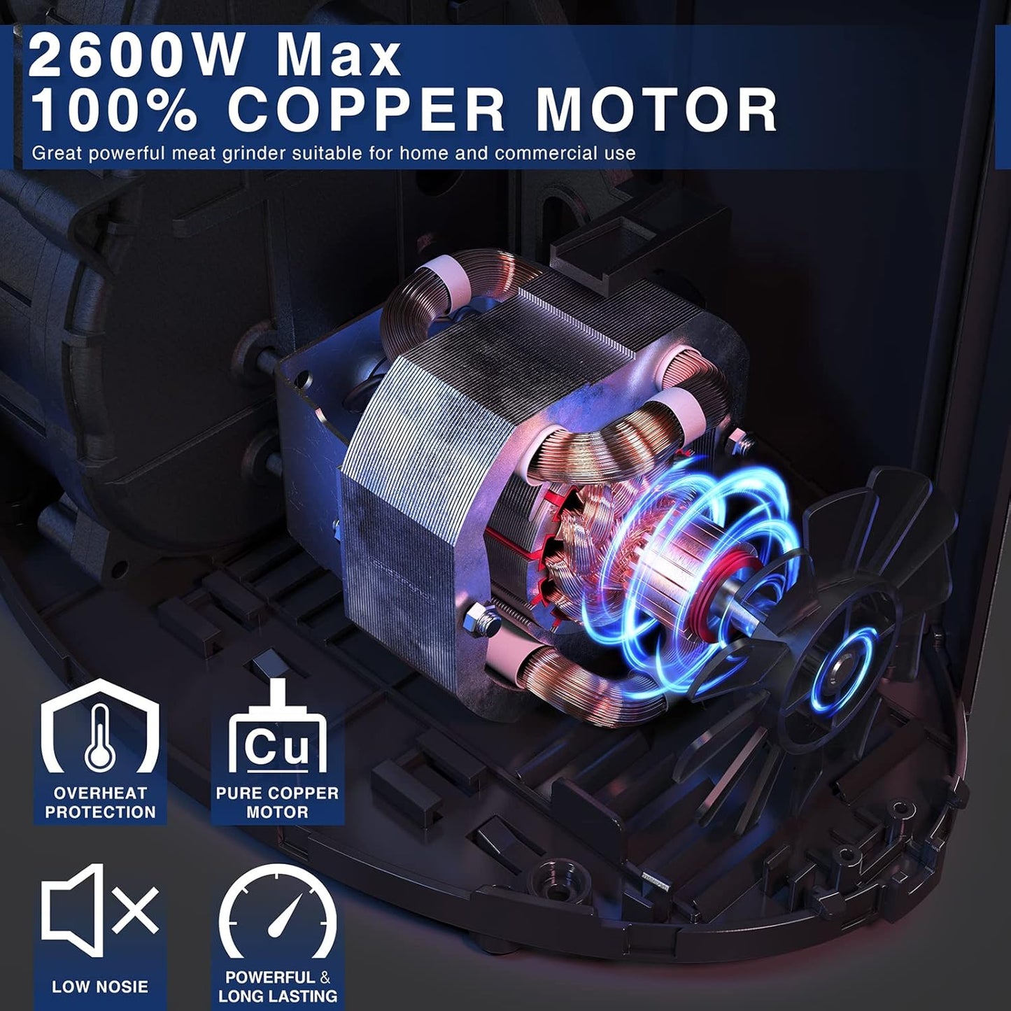 CHEFFANO Meat Grinder, Electric Meat Grinder and Sausage Maker Includes 3 Size Stainless Steel Sausage Stuffs, 2 Cutting Blades, 3 Grinder Plates, Plastic Sausage Tubes & Kubbe Kit for Home Use