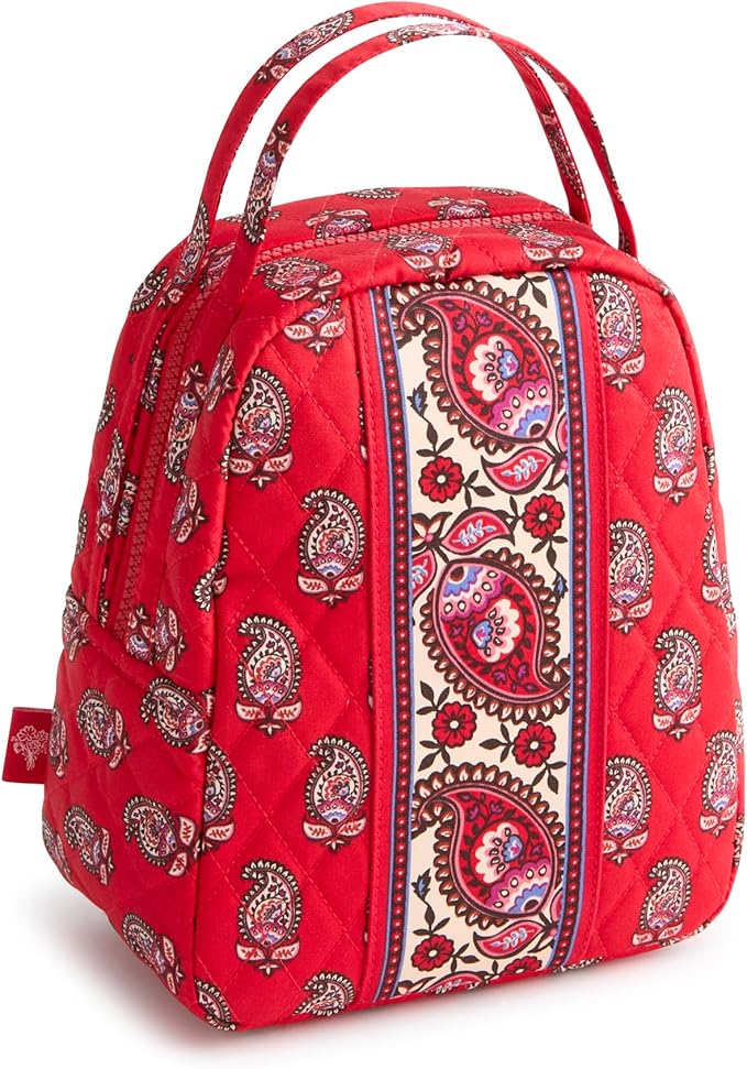 Vera Bradley Premium Cotton Lunch Bag, Flowering Paisley Goji Berry