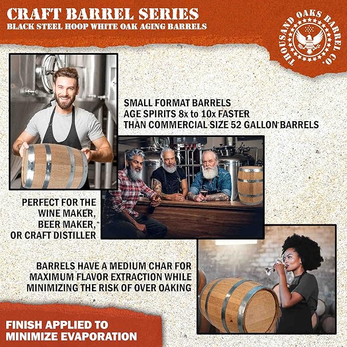 2 Liter Oak Aging Barrel with Wood Stand, Bung & Spigot - Mini Whiskey Barrels for The Home Alcohol Distiller, Moonshiner & Winemaker - Age Cocktails, Bourbon, Whisky, Tequila, Rum, Mead Wine (2L)