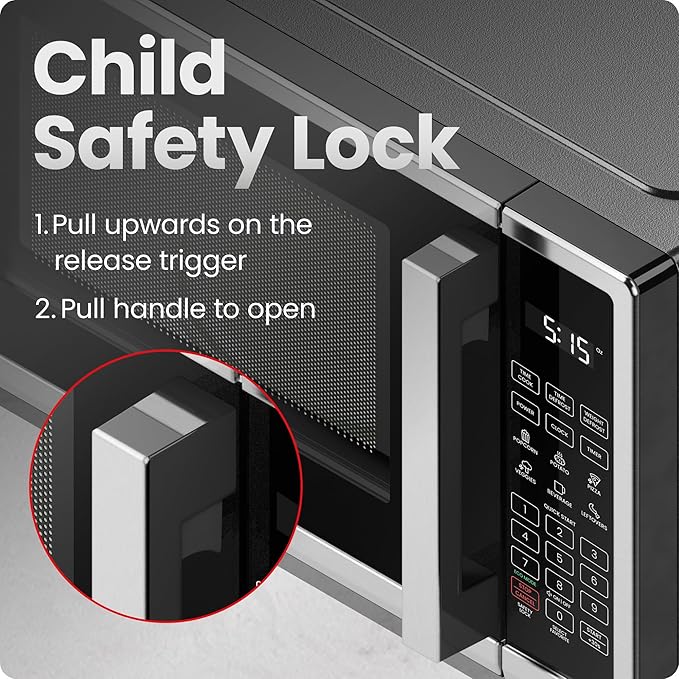 Chefman Countertop Microwave Oven 1.1 Cu. Ft. Digital Stainless Steel Microwave 1000 Watts with 6 Auto Menus, 10 Power Levels, Eco Mode, Memory, Mute Function, Child Safety Lock, Easy Clean