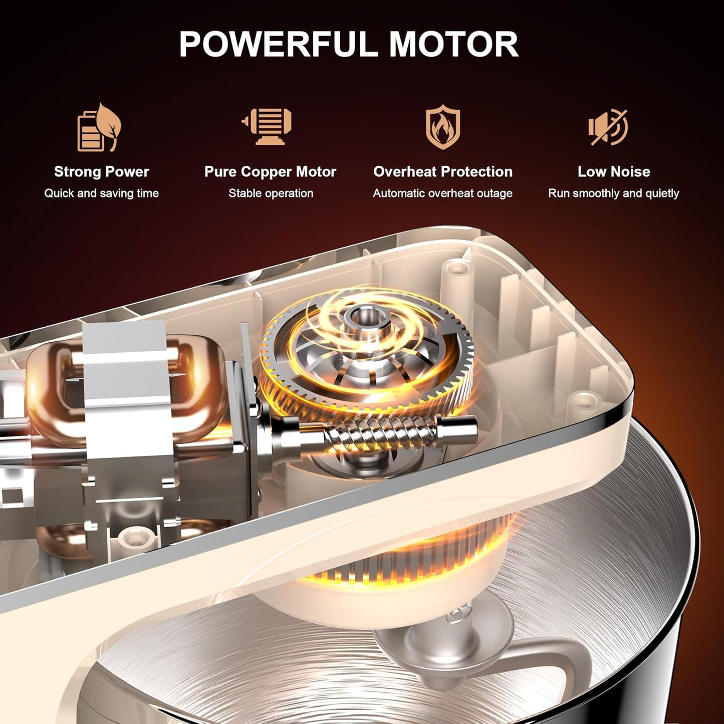 Stand Mixer, 10-Speed Kitchen Electric Mixer, 6QT Food Mixer with 8-in-1 Splash Guard, Dishwasher-Safe Dough Hook/Whisk/Beater/Spatula, Dough Mixers for Baking, Beige