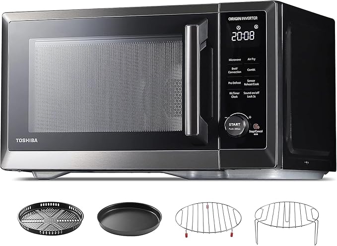 TOSHIBA Countertop Microwave Oven Air Fryer Combo, Inverter, Convection, Broil, Speedy Combi, Even Defrost, Humidity Sensor, Mute Function, 27 Auto Menu&47 Recipes, 1.0 cu.ft/30QT, 1000W