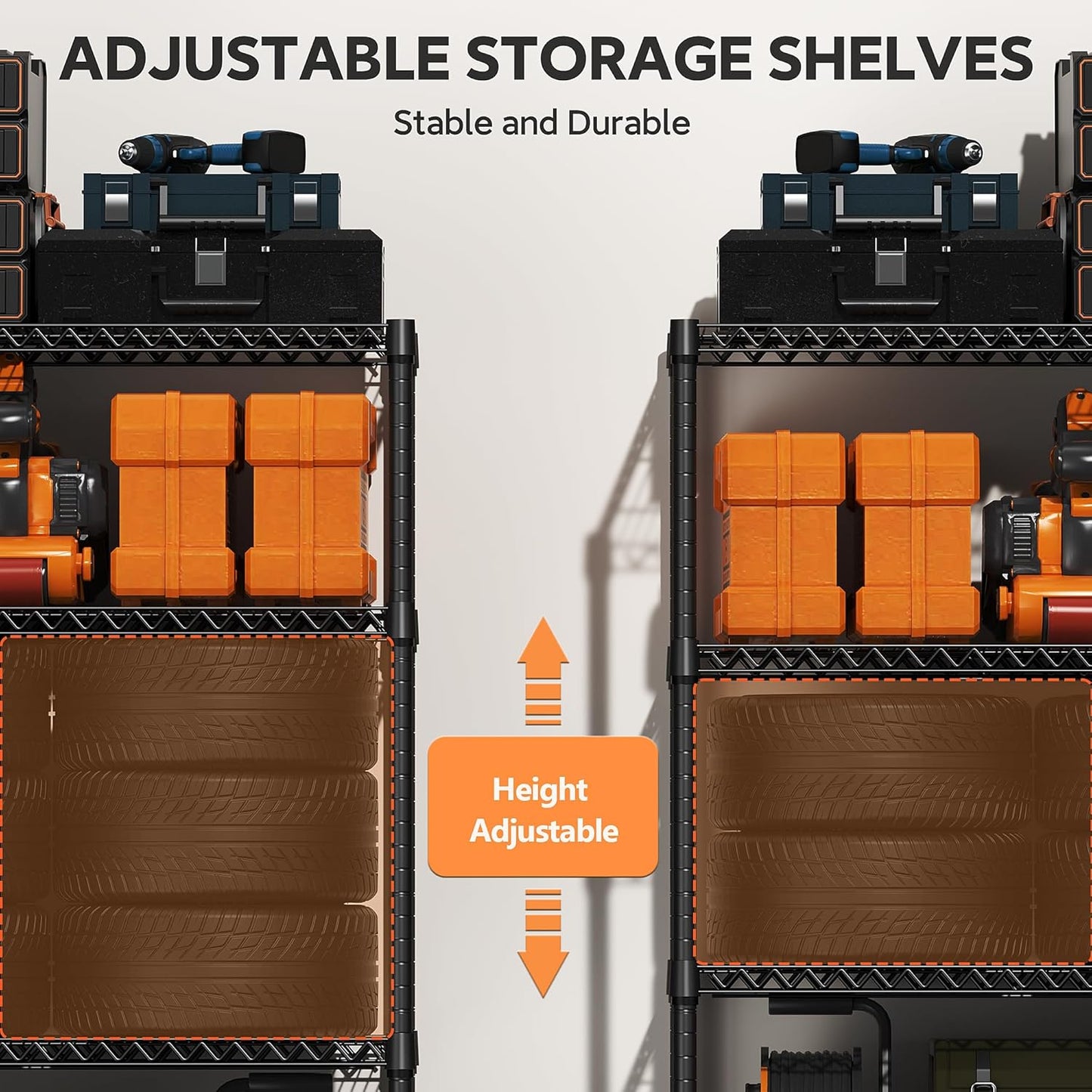 5 Tiers Shelf Metal Storage Shelves Standing 1750 LBs Household Shelf Organizer for Kitchen Pantry Closet Garage Basement Utility Room, Black15.7 D x 45.3" W x 70.4" H