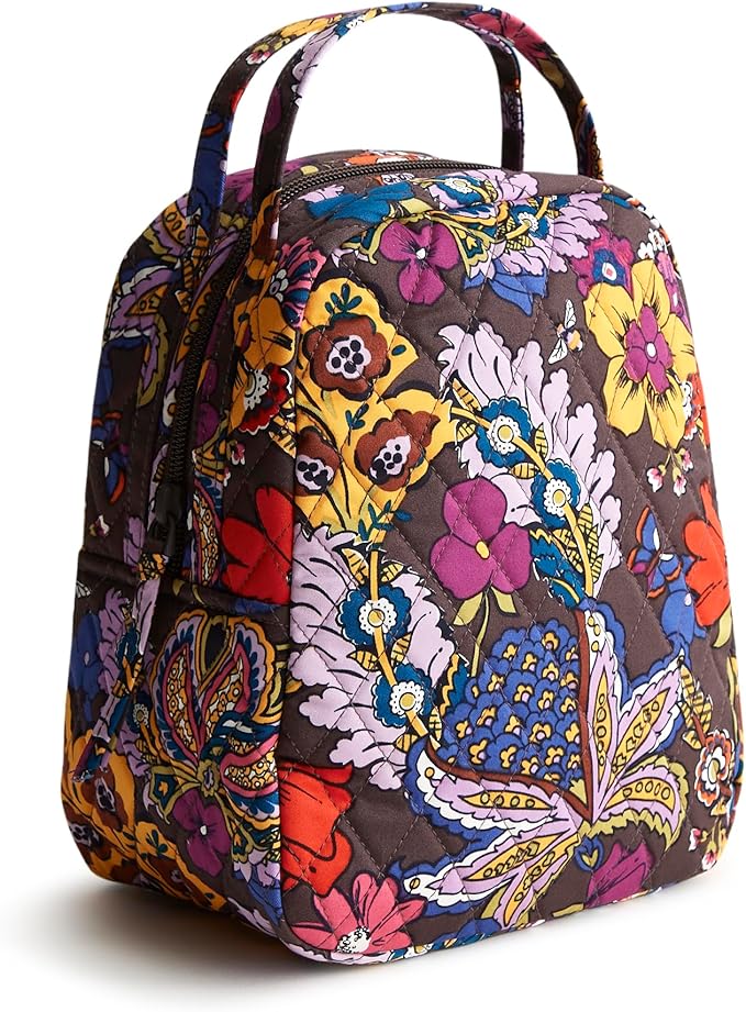 Vera Bradley Women's Premium Cotton Lunch Bag, Colorful Bouquet, One Size