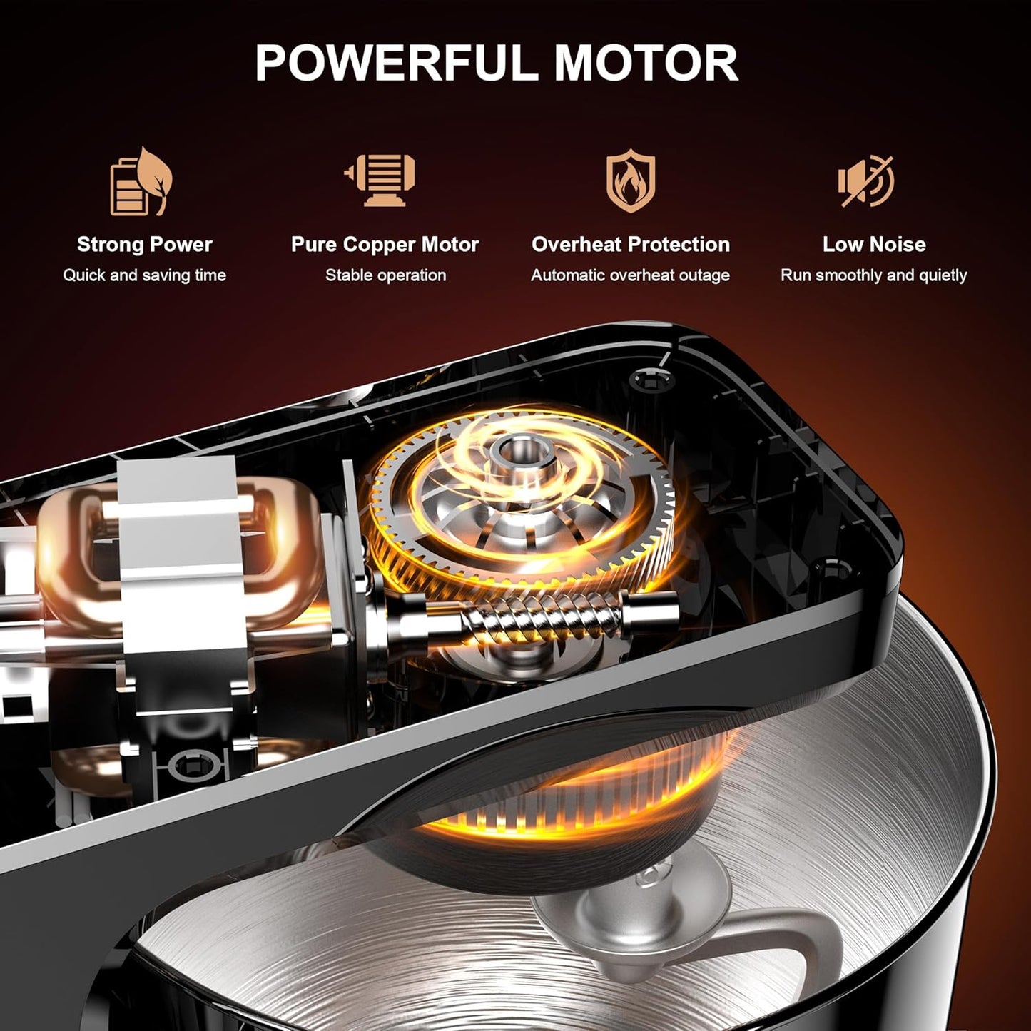 Stand Mixer, 10-Speed Kitchen Electric Mixer, 6QT Food Mixer with 8-in-1 Splash Guard, Dishwasher-Safe Dough Hook/Whisk/Beater/Spatula, Dough Mixers for Baking, Black