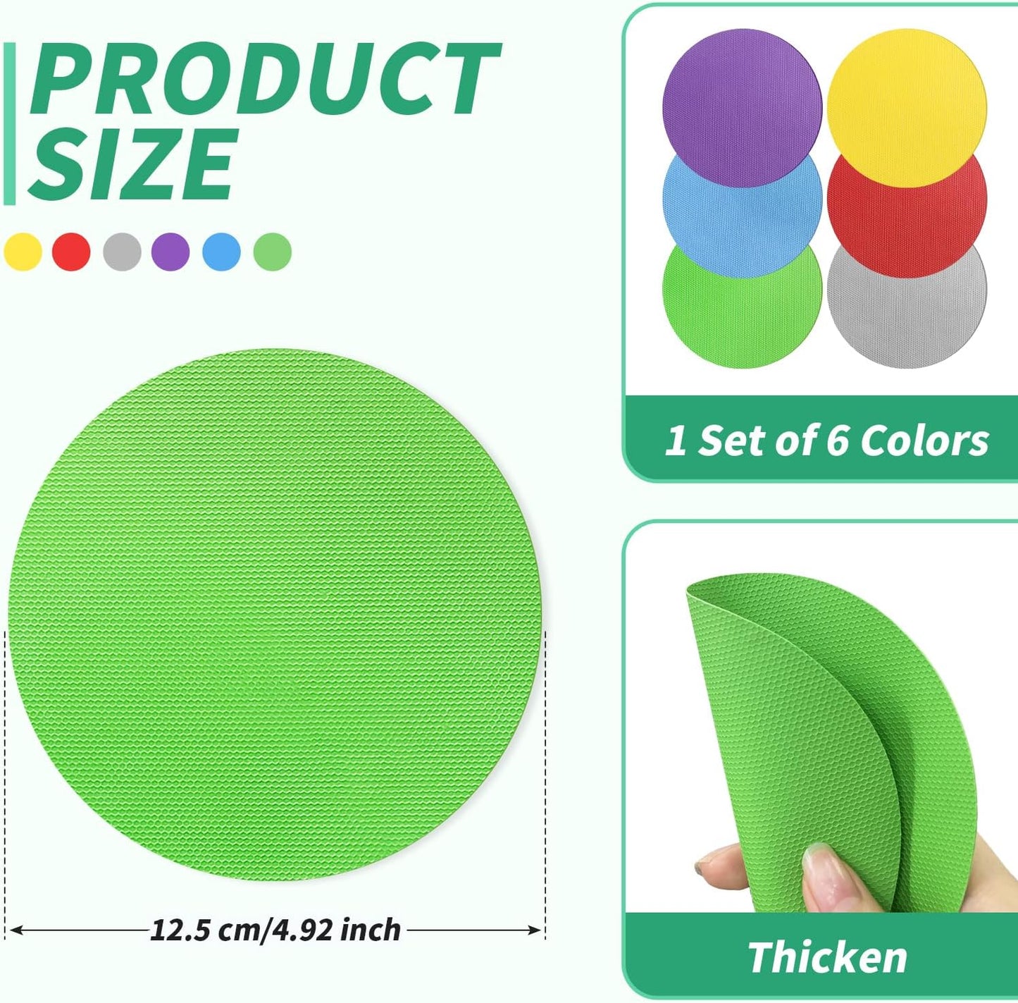 6PCS Round Jar Gripper Pads - Rubber Jar Opener, Kitchen Coasters for Seniors with Arthritis, 6 Colors