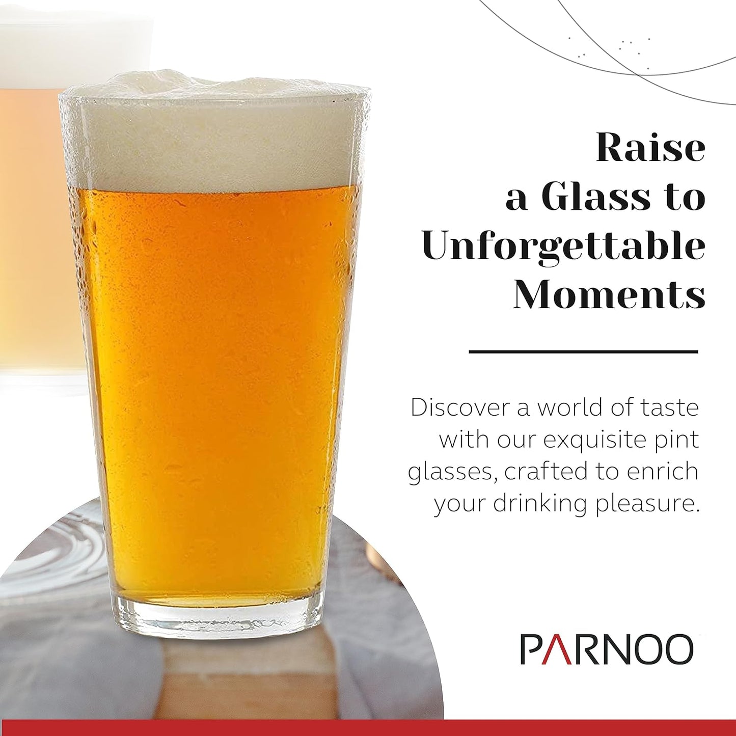 Pint Glasses Set of 6 - 16 oz Drinking Glasses Made for Cold Beverages - 16 oz Mixing Glass & Highball Set of 6 for Homes, Pubs & More - Freezer & Dishwasher-Friendly Cocktail Glasses, PARNOO
