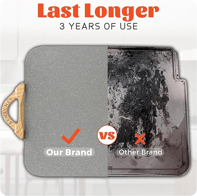 CookSimple Everyday 20"x12" Electric Griddle–1700W Nonstick ILAG Granite Surface, Large Sloped Design, Perfect for Family Meals, Pancakes&Eggs, Fast Even Heating, Easy to Clean, Granite Grey