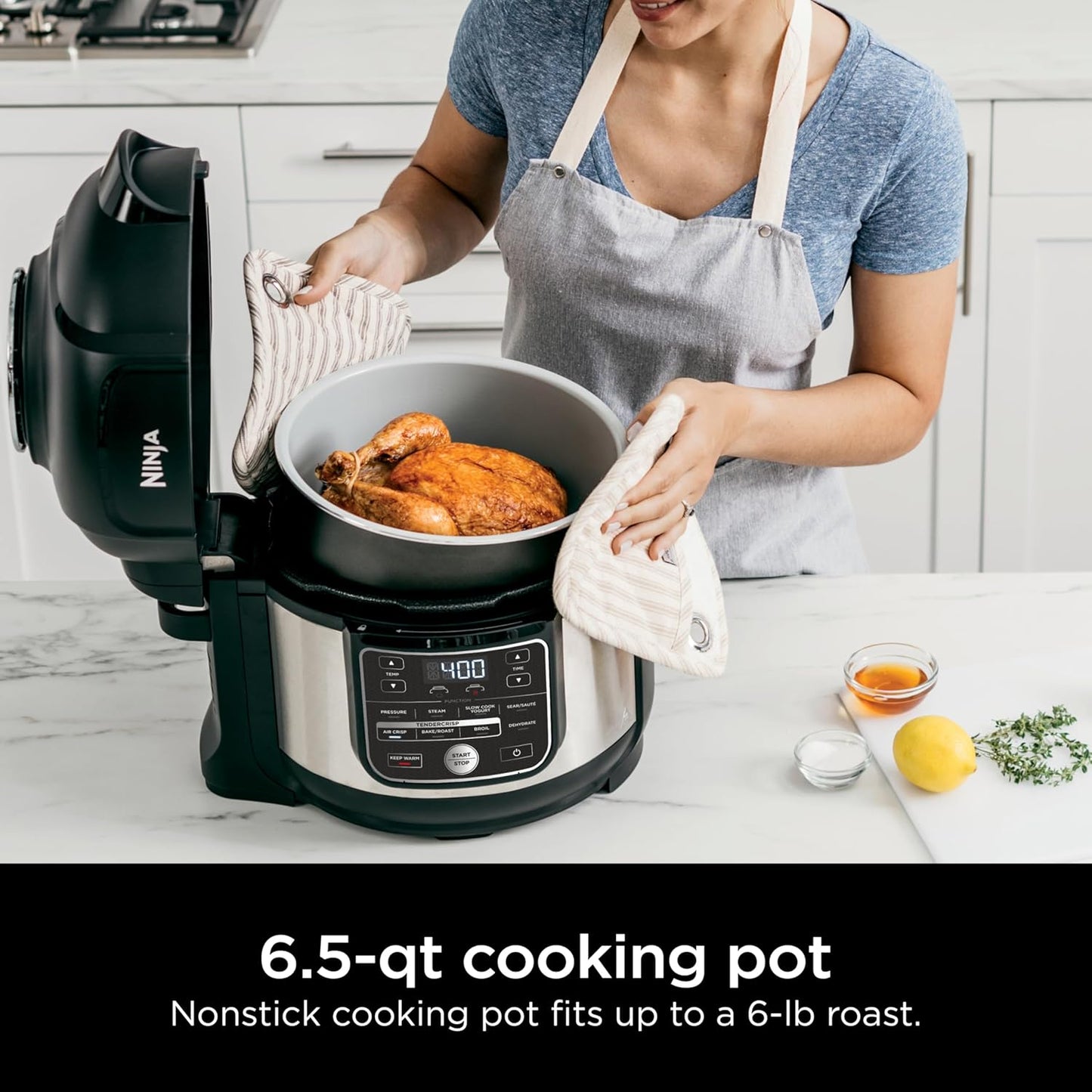 Ninja Foodi 10 in 1, 6.5 Quart Pro Pressure Cooker Air Fryer Multicooker, Precise Heating, Slow Cook, Steam, Sous Vide, Yogurt, Broil, Bake/Roast, Dehydrate, Sear/Saute, Stainless (OS300)