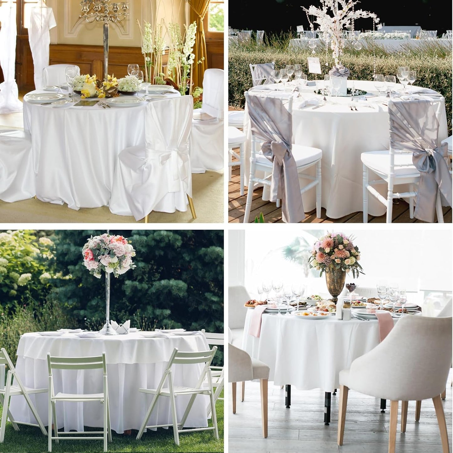 Round Tablecloth 10 Pack 108 Inch White Tablecloths Washable Decorative Linen Polyester Table Clothes Cover for Dining Table Banquets Buffet Parties and Wedding