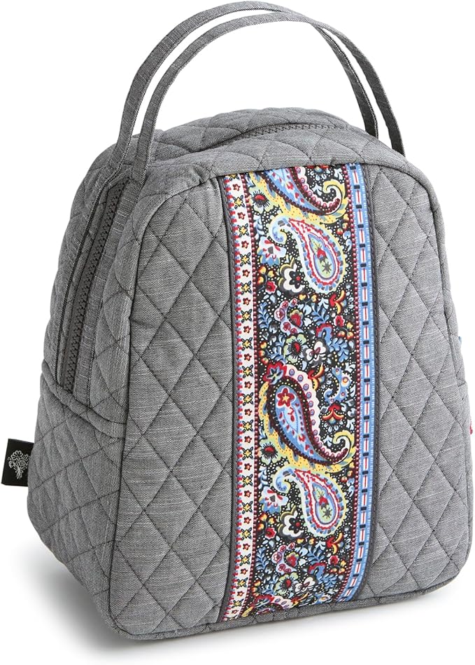 Vera Bradley Women'sPremium Cotton Lunch Bag, Black Chambray, One Size