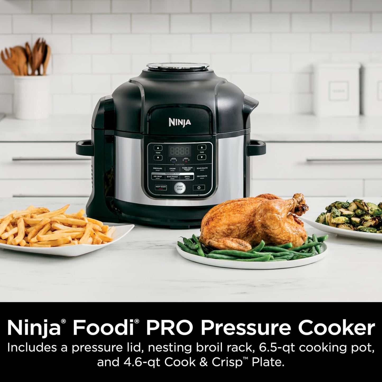 Ninja Foodi 10 in 1, 6.5 Quart Pro Pressure Cooker Air Fryer Multicooker, Precise Heating, Slow Cook, Steam, Sous Vide, Yogurt, Broil, Bake/Roast, Dehydrate, Sear/Saute, Stainless (OS300)