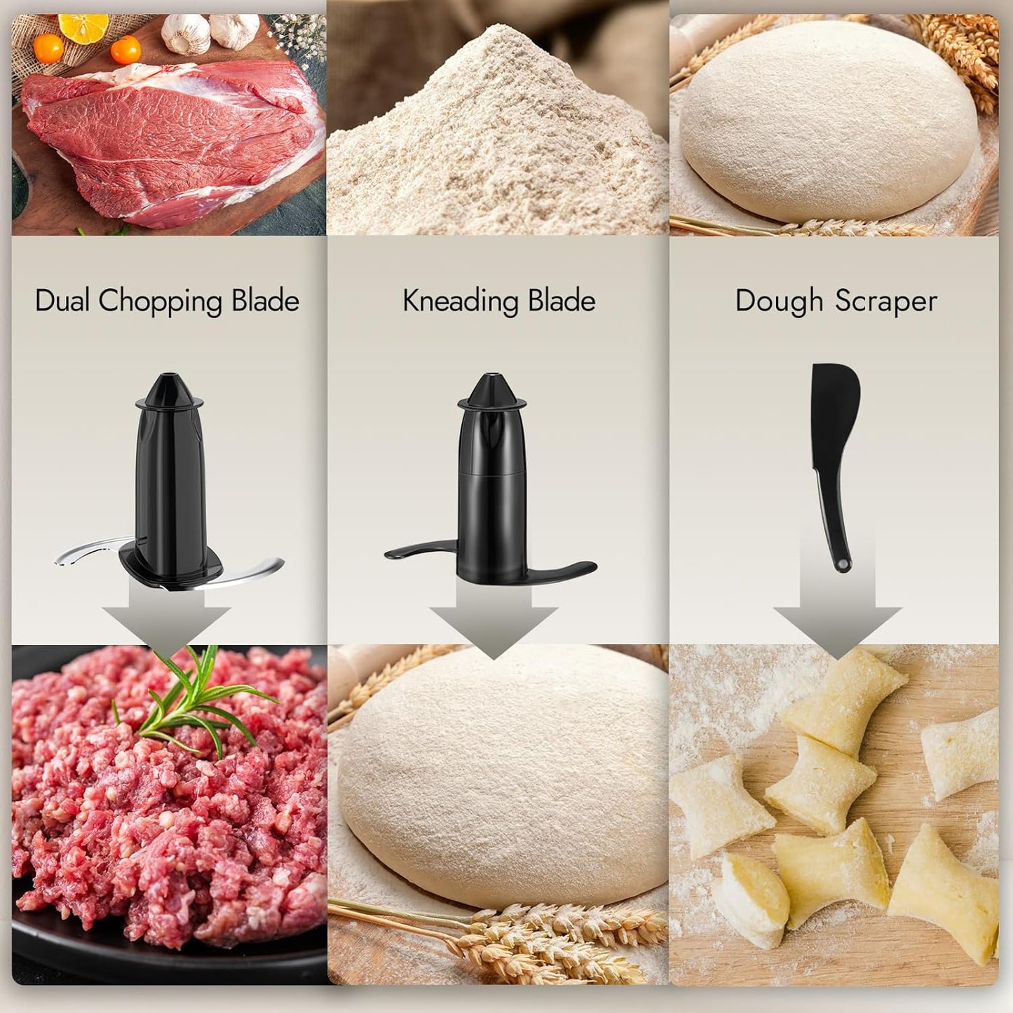 FIMEI 12-Cup Food Processor and Vegetable Chopper, 600W Electric Food Chopper for Slicing, Shredding, Chopping, Pureeing, Dough, Baby Food Maker, Large Feed Chute, Dishwasher Safe Bowl