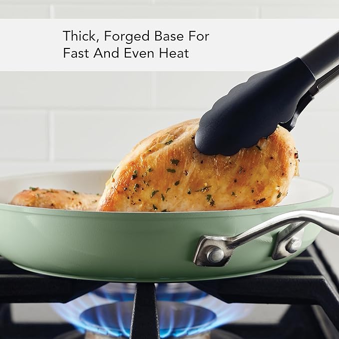 KitchenAid Hard Anodized Ceramic Nonstick Cookware Pots and Pans Set, 9 Piece - Pistachio