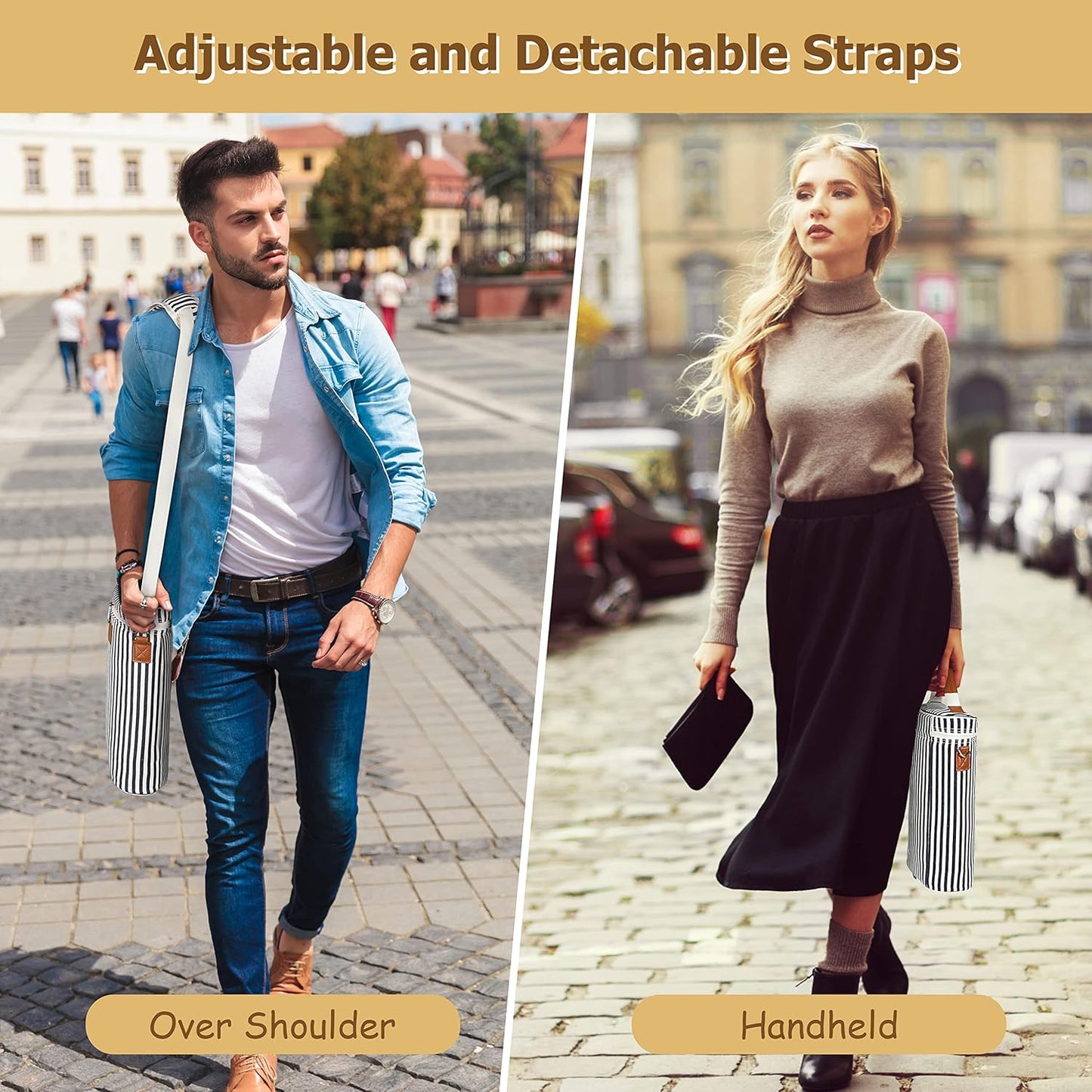 Tirrinia 2 Bottle Wine Gift Tote Carrier - Leakproof & Insulated with large pockets Wine Cooler Bag for Travel, Wine Tasting, Party, Dinner,Great Gift for Wine Lover