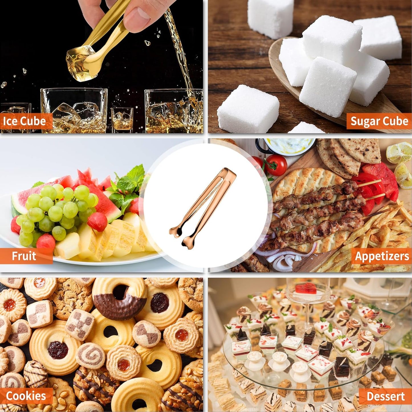 Small Serving Tongs, Anytrp 12-Pack Stainless Steel Sugar Tongs, 5.3inch Kitchen Metal Appetizers Tong for Serving Food, Buffets, Coffee Bar, Tea Party, Desserts Party and Ice Bucket