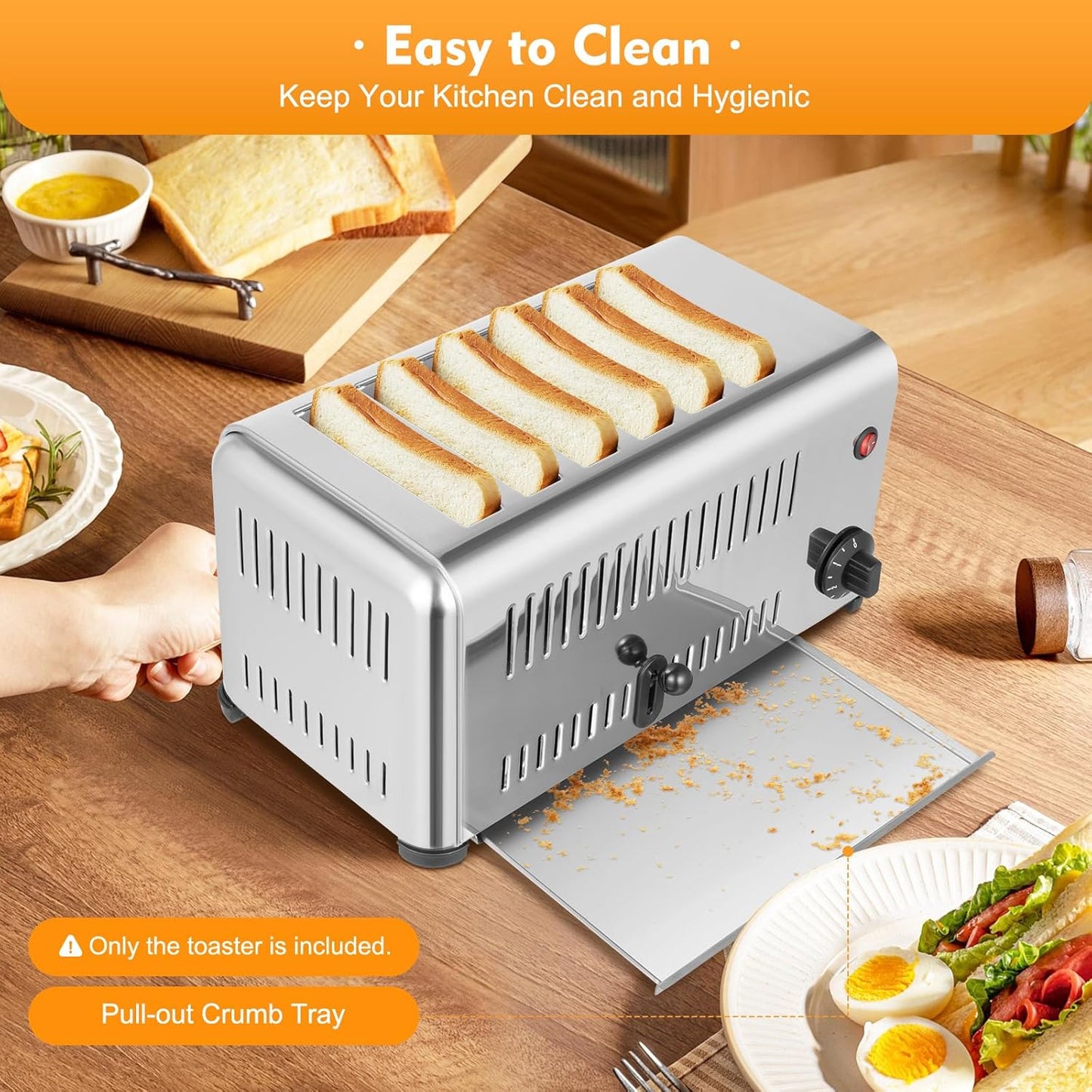 Toaster 6 Slice Stainless Steel Long Extra-Wide Slots Bread Machine Bread Maker Larger Toaster Machine for Bagel Defrost Reheat