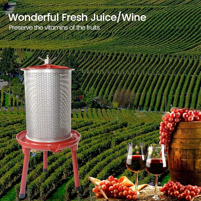 SQUEEZE master Hydraulic Fruit Wine Apple Press -5.3Gallon/20L -Stainless Steel for Wine Cider Making with Filter Bag&Splash Guard