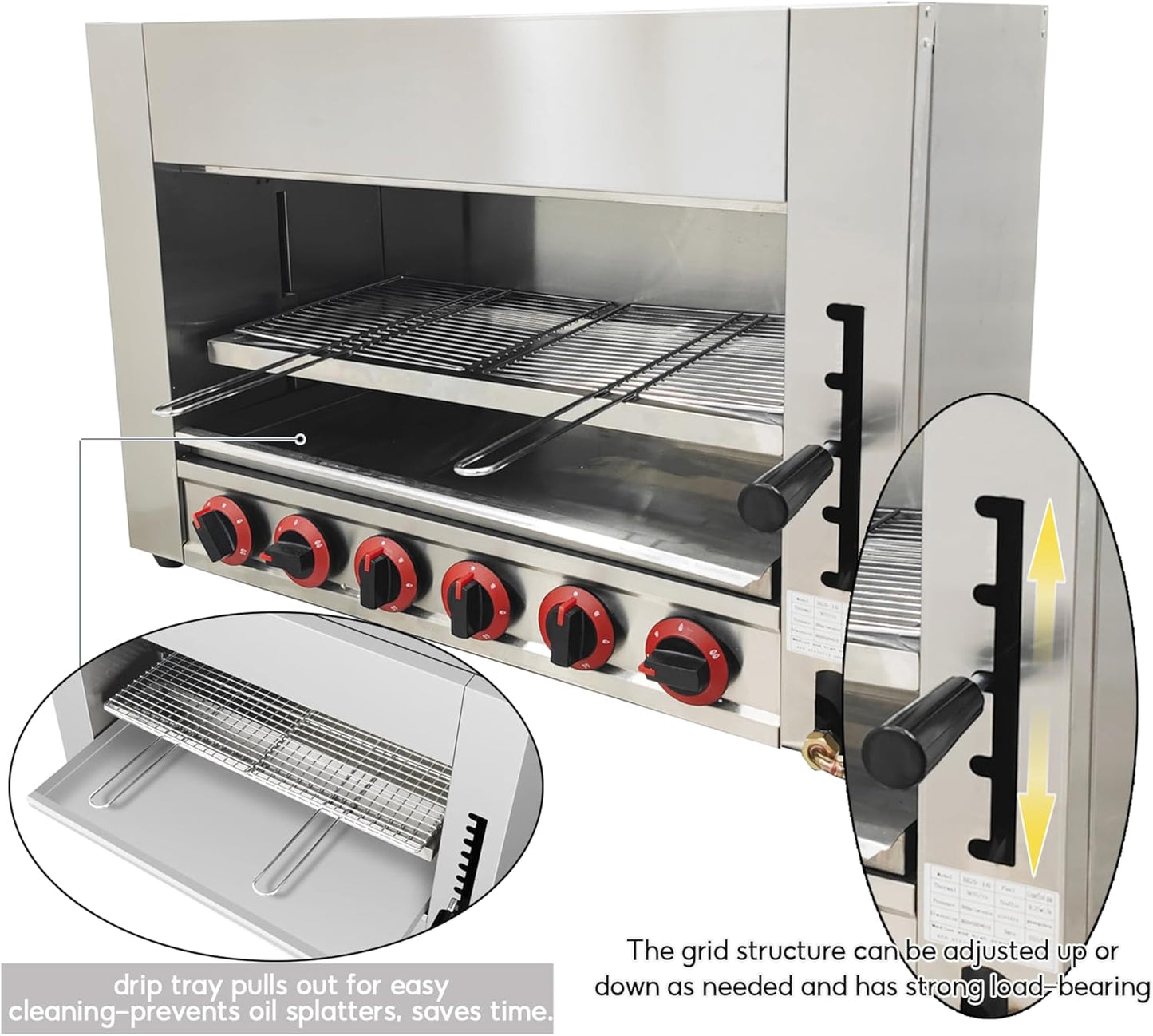 TECHTONGDA LPG Gas Toaster Ovens Cheese Melter Grill Countertop Salamander Broiler for Melt Cheese, Toast Sandwiches and Grill Steaks