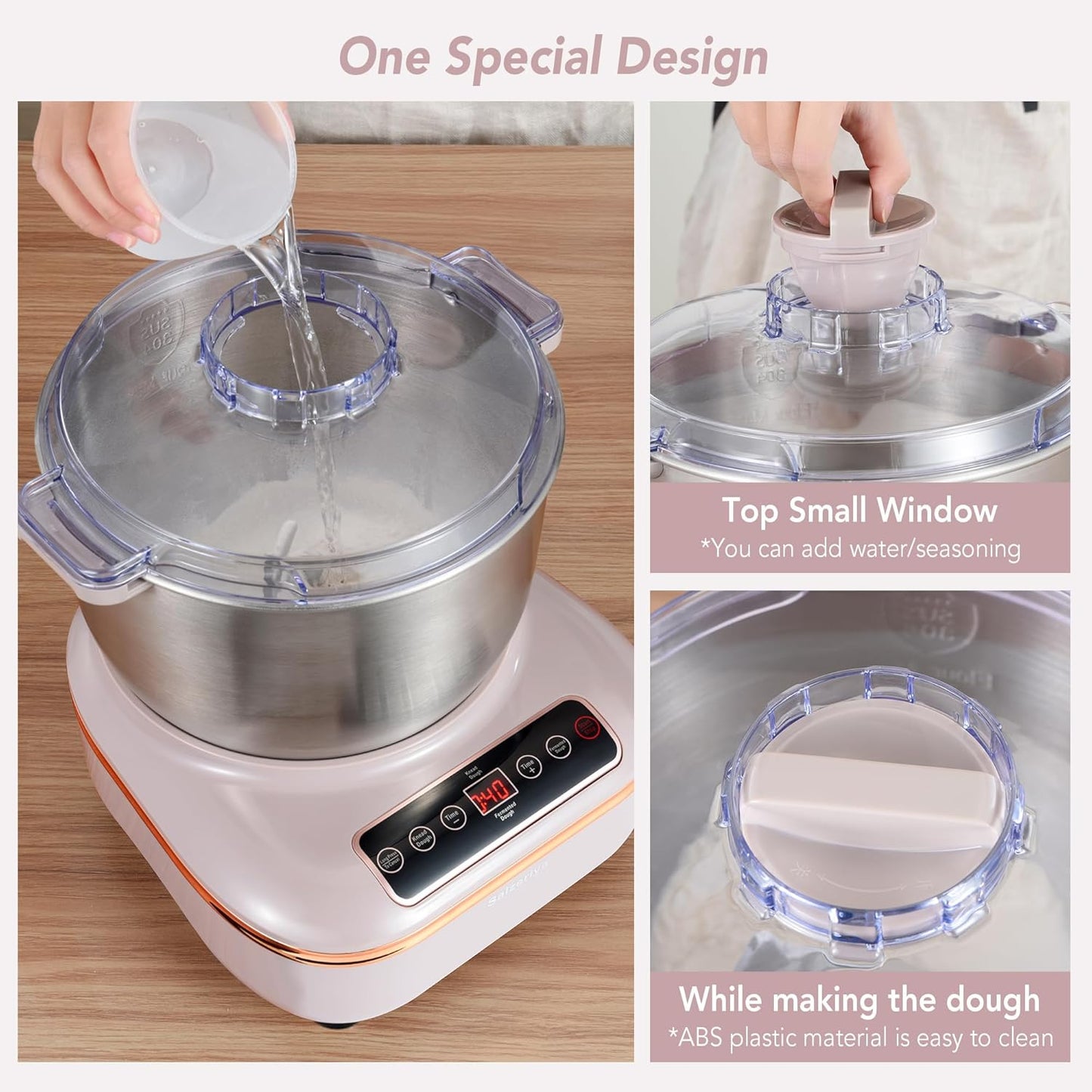 Electric Dough Maker with Ferment Function, 7L(6.6QT) Dough Mixer Machine with Stainless Steel Bowl, Kitchen Stand Mixers, Flour Kneading Machine for Pizza Bread-NEW