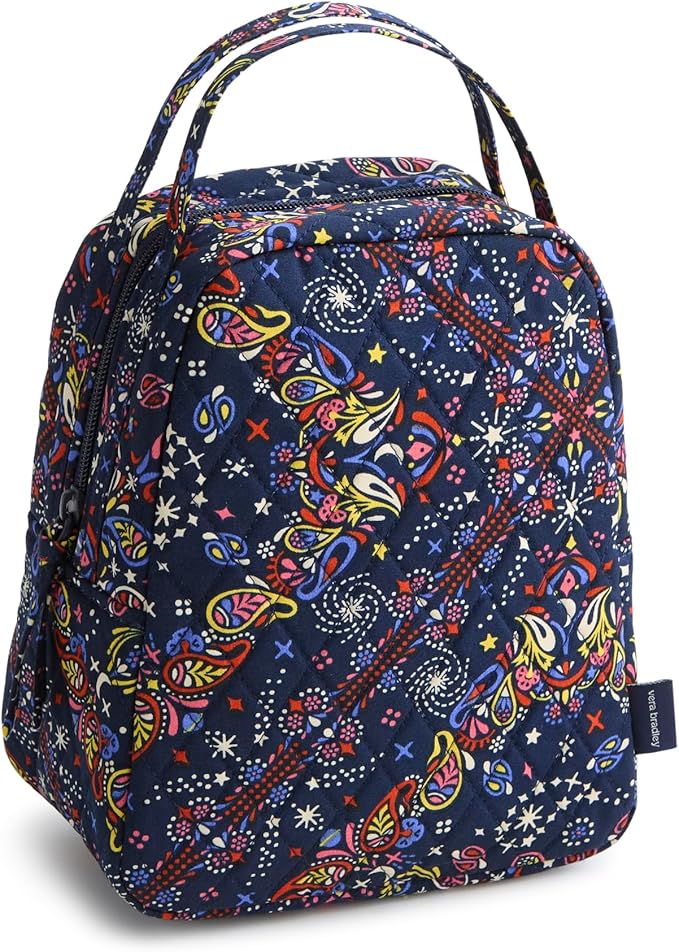 Vera Bradley Premium Cotton Lunch Bag, Starry Paisley, One Size