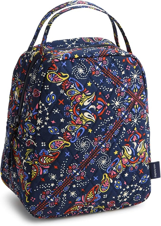Vera Bradley Premium Cotton Lunch Bag, Starry Paisley, One Size