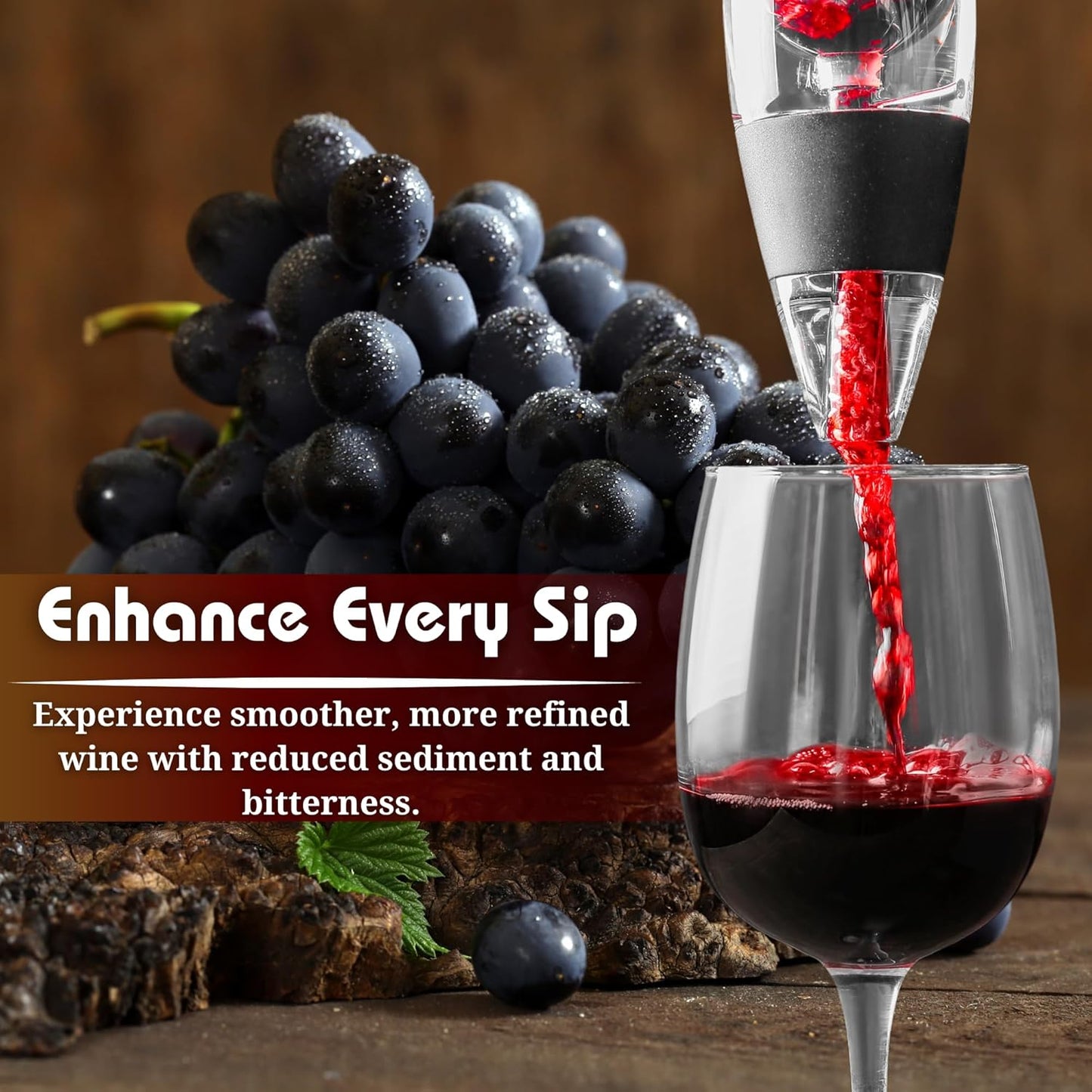 Red Wine Aerator- Wine Pourer- Decanter- Premium Wine Aerator with Stand - Decanter Aerating Spout with Filter for any type of Bottle or Glass- Oxygenator Accessory for Wine