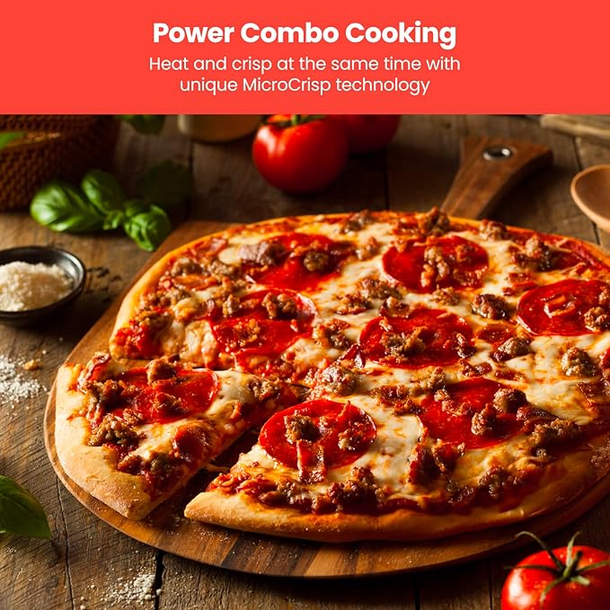 Chefman MicroCrisp Countertop Digital Microwave Oven, Unique "Cook & Crisp" Power Combo, 1.0 Cu Ft, Dual-Cook 1000W Microwave + 1500W Crisper, 6 Touch Presets, Digital Display, Stainless Steel Handle