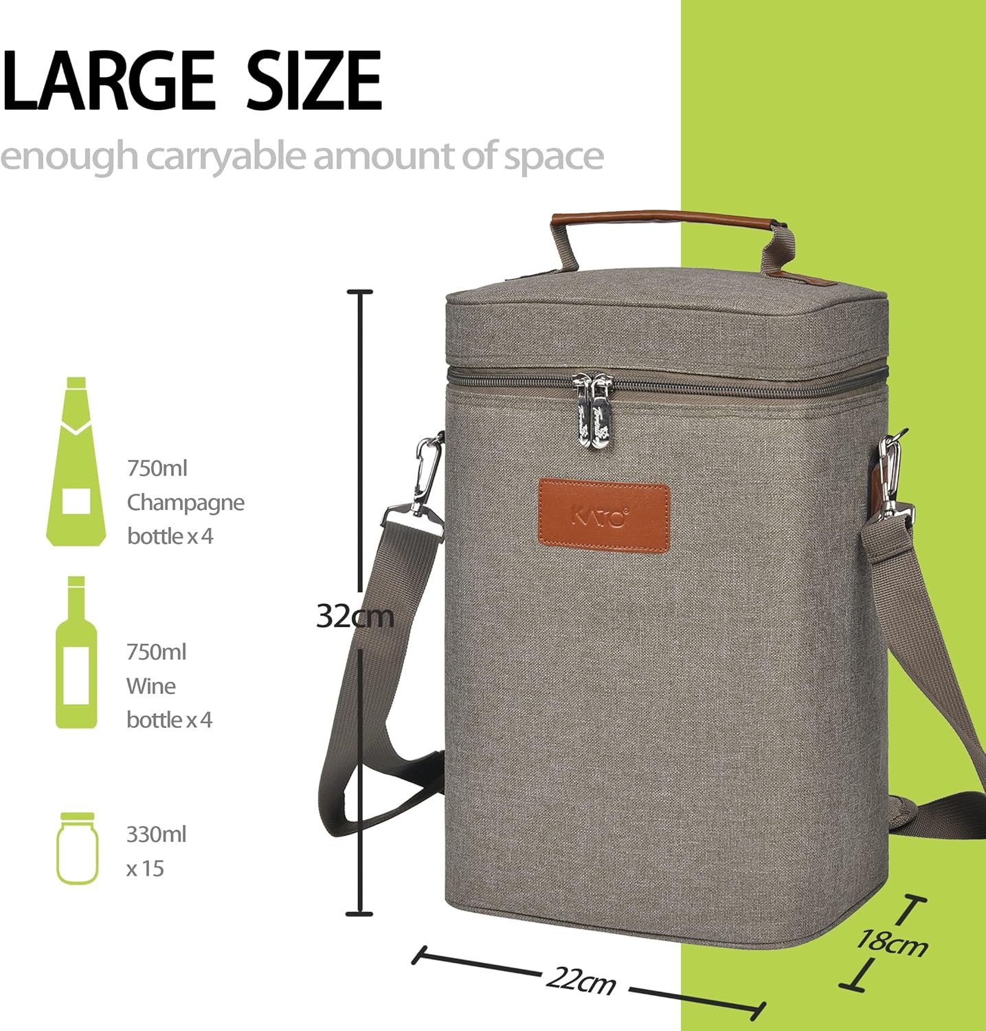 Tirrinia 4 Bottle Wine Gift Carrier - Leakproof & Insulated Padded Portable Wine Carrying Cooler Tote Bag for Travel, BYOB Restaurants, Wine Tasting, Parties, Gift for Wine Lovers, Grey