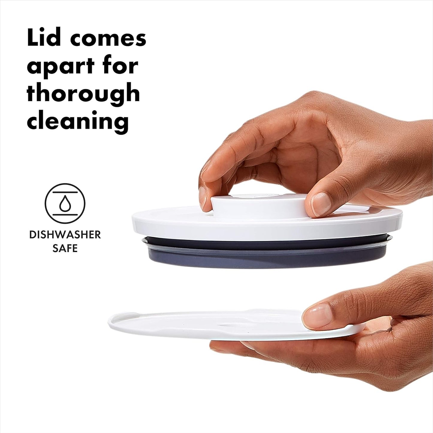 OXO Good Grips Round POP Container – Large (5.2 Qt) for flour, sugar, cereal and more | Airtight Food Storage | BPA Free | Dishwasher Safe | Clear Body,White