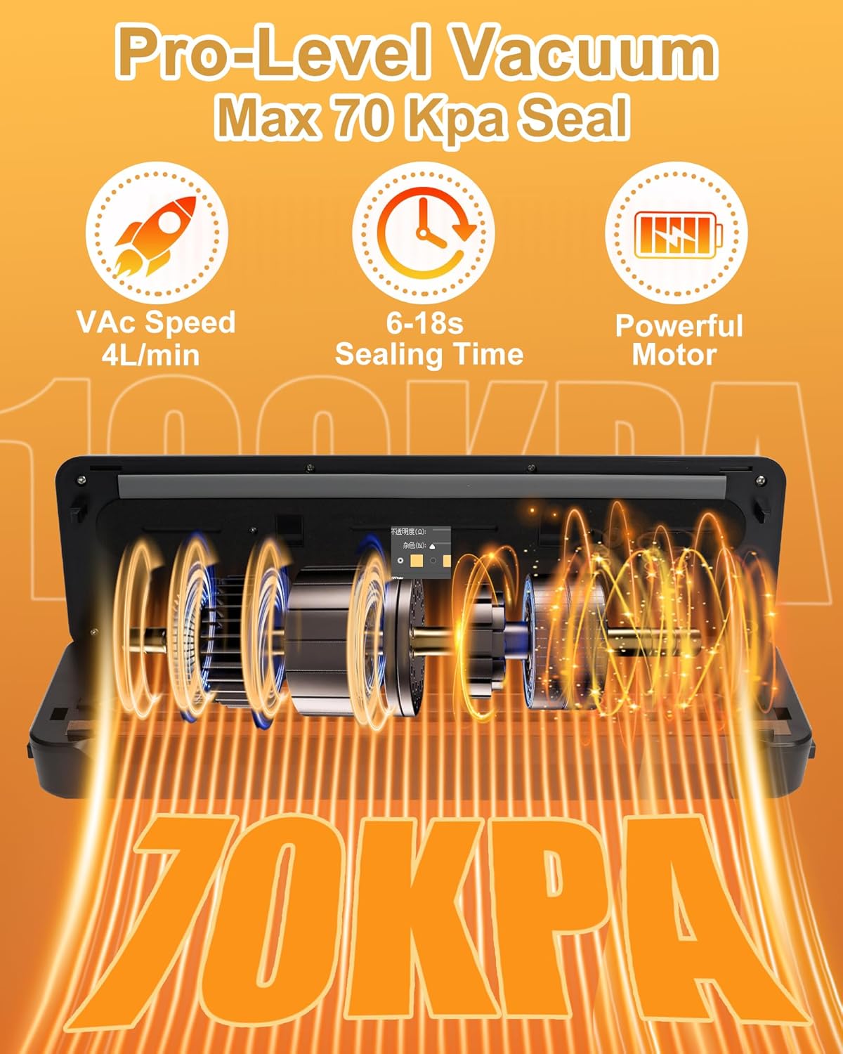 Vacuum Sealer Machine,Compact Vacuum Sealer for Food, Powerful Portable Handheld Food Sealer with Auto-Stop, 7X Freshness Lock Vacuum Machine for Home, Supermarket, Restaurant