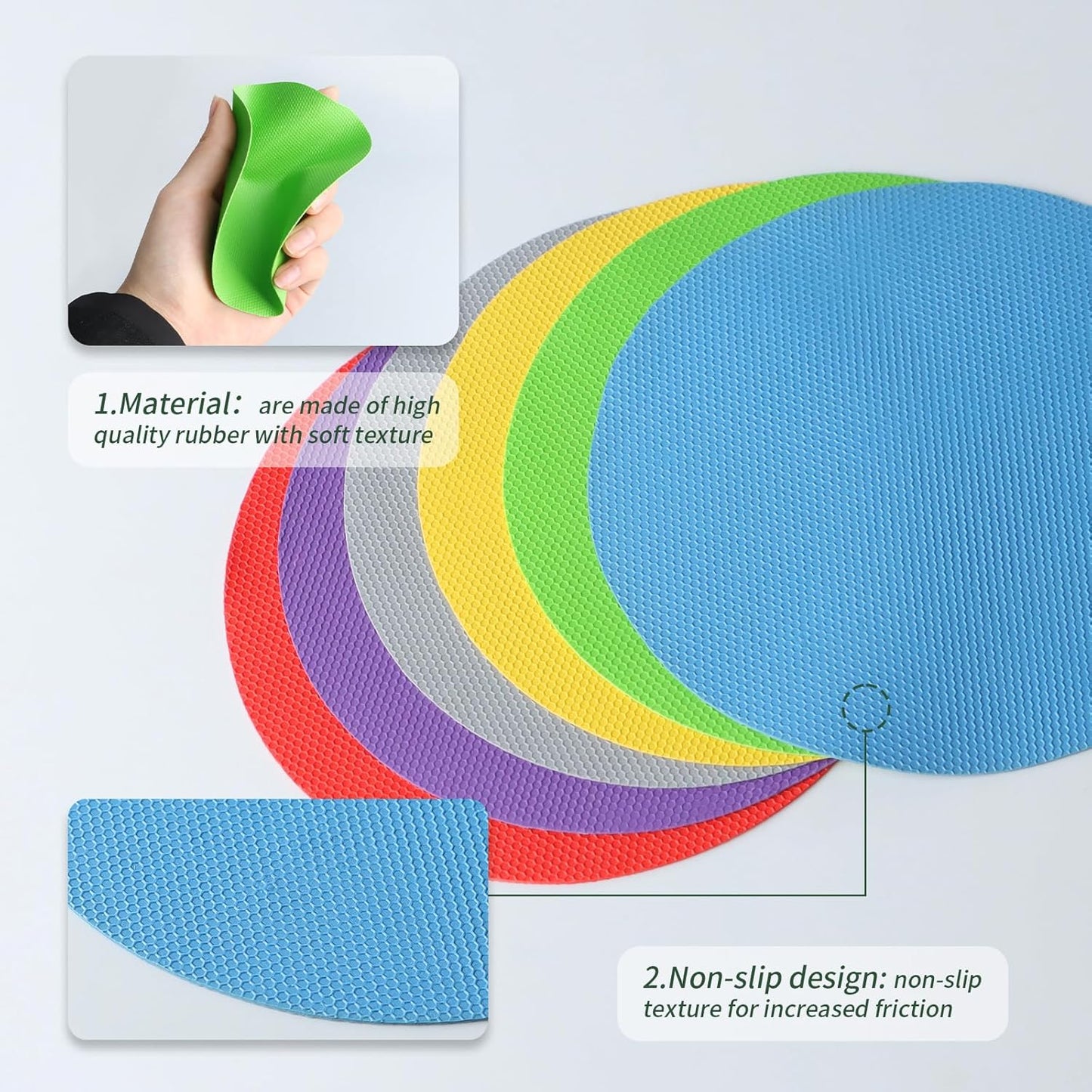 6PCS Round Jar Gripper Pads - Rubber Jar Opener, Kitchen Coasters for Seniors with Arthritis, 6 Colors