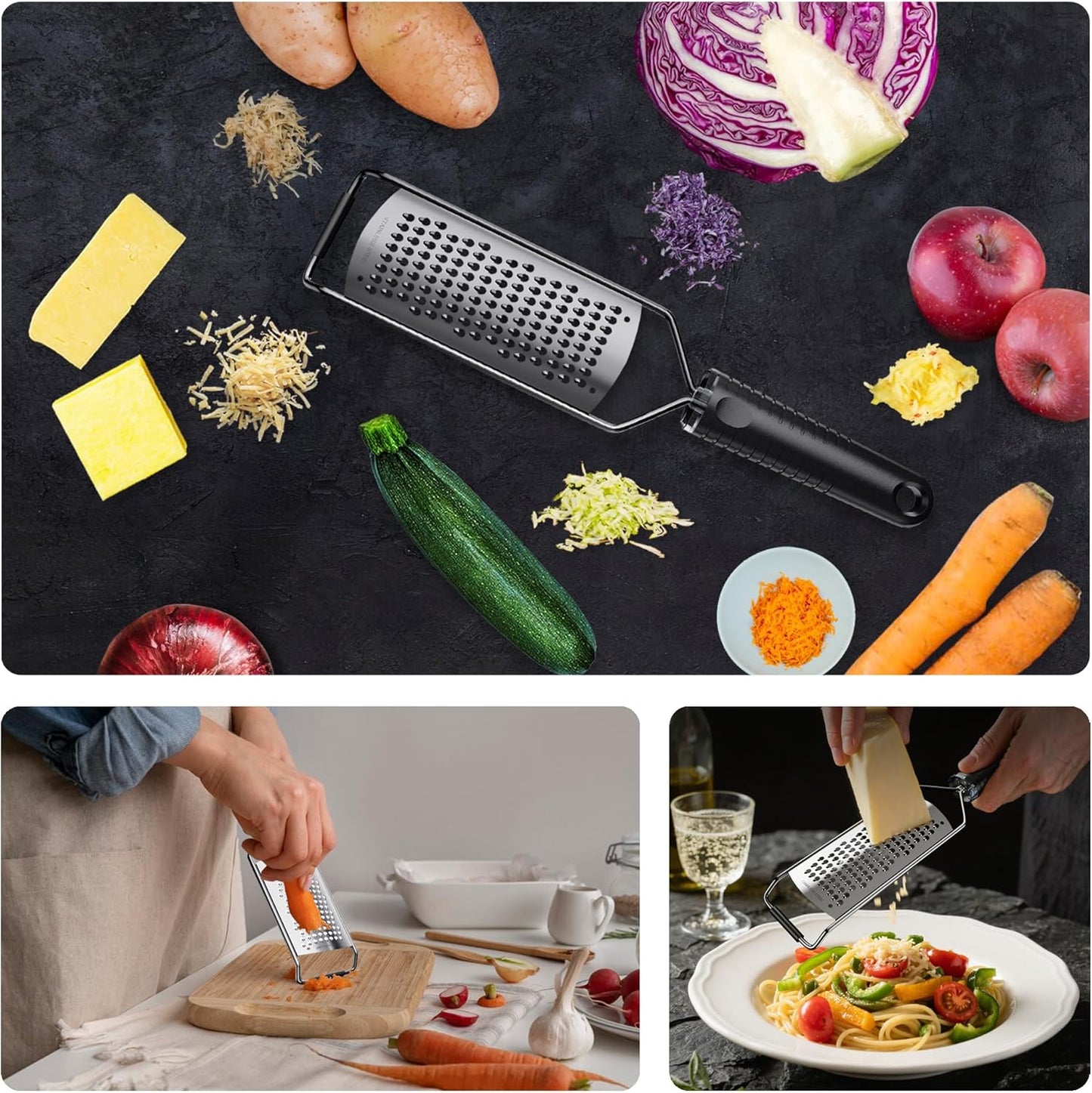Cheese Grater with Non-Slip Handle,L12" X W2.5",Coarse Grater