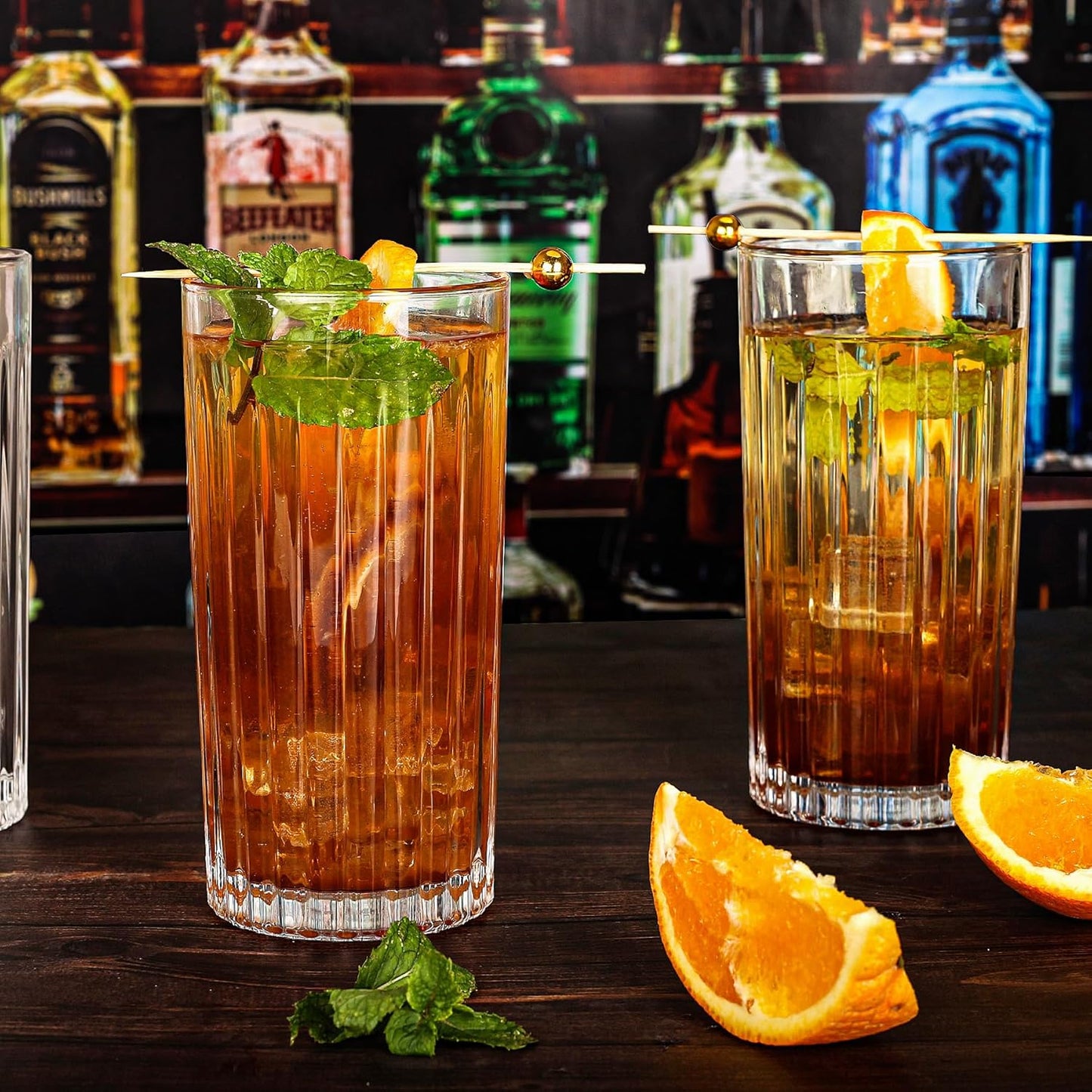 Highball Glasses Set of 6 - Drinking Glasses 13 Ounce - Collins Tall Beverage Cups Glassware for Water Drinks, Beer, Soda, Cocktail