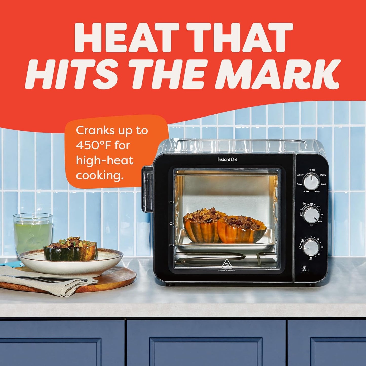 Instant Pot No Preheat Required* 4-Slice Air Fryer Toaster Oven with InstantHeat Technology, 7-in-1, Air Fry, Bake, Toast, Roast, Broil, Warm, and Make Pizza