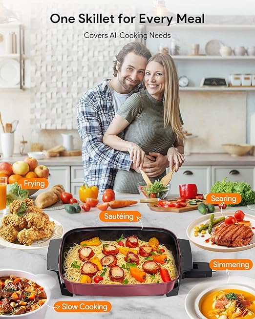Nuwave Medley XL Digital Electric Skillet, Family Size Griddle w/Glass Lid, 2025 New & Improved Precision Heating, 100°-425°F, PFAS Free G11 Nonstick Ceramic Coating, Portable Hot Plate, 7qt Capacity