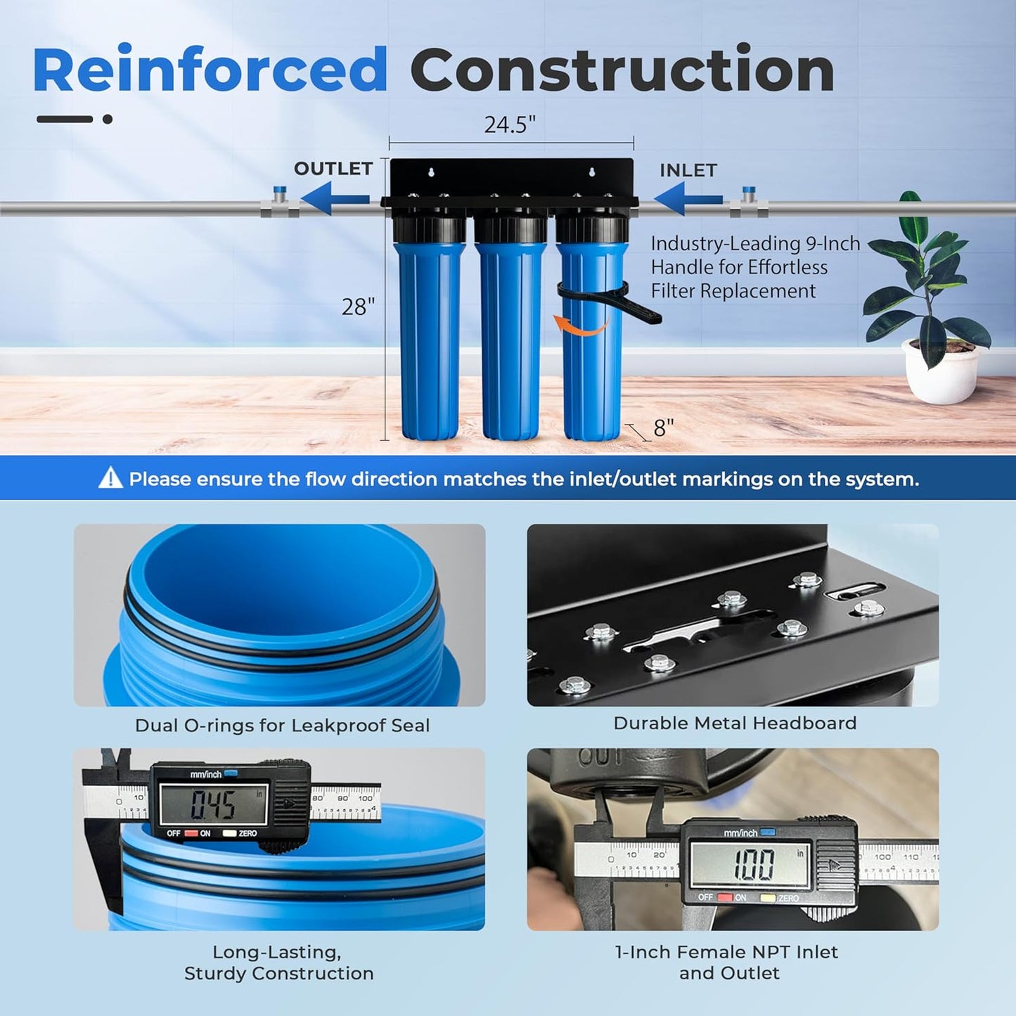 iSpring PFAS Whole House Water Filter System, SGS-Tested to Remove up to 99% PFOA & PFOS, 3-Stage Filtration Reduces Sediment, Chlorine, Taste & Odor, 20-Inch Filters, 1" Inlet/Outlet Model: WGB32B-PF