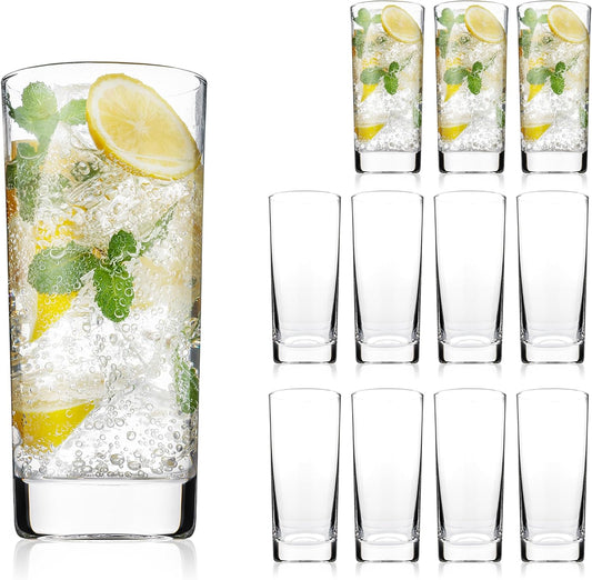 Highball Glasses Set of 12, 13oz Tall Drinking Glasses, Water Glass for Kitchen, Tom Collins Glasses, Mojito Glass Cups, Cocktail Glasses for Bar Glassware